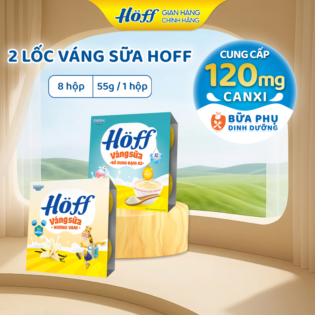 Combo 2 Lốc Váng sữa HOFF trẻ em bổ sung Canxi, MFGM, HMO cho bé ăn dặm (8 hộp x 55gr)