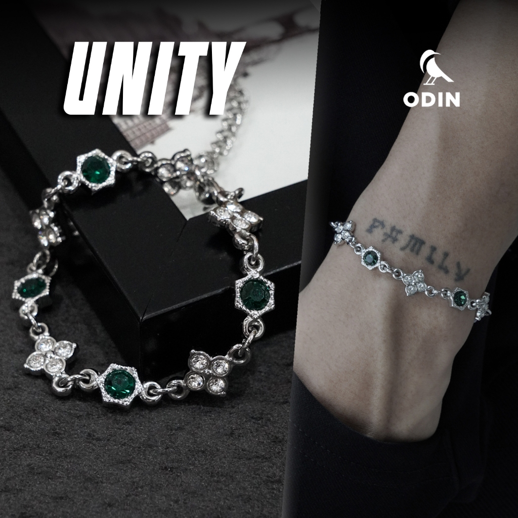 Vòng tay ODIN Unity-Phong cách Quiet luxury x gothic cổ điển-Thép titan đính đá CZ-Bảo hành 12 tháng