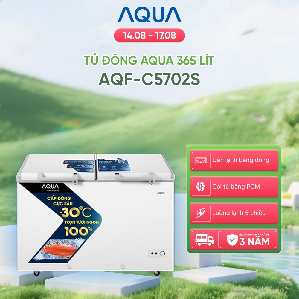 Tủ đông Aqua 365 Lít AQF-C5702S - Freeship toàn quốc