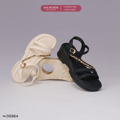 Dép nữ 5cm HÀ HUYỀN dép sandal quai hậu độn đế 5 phân - DE864