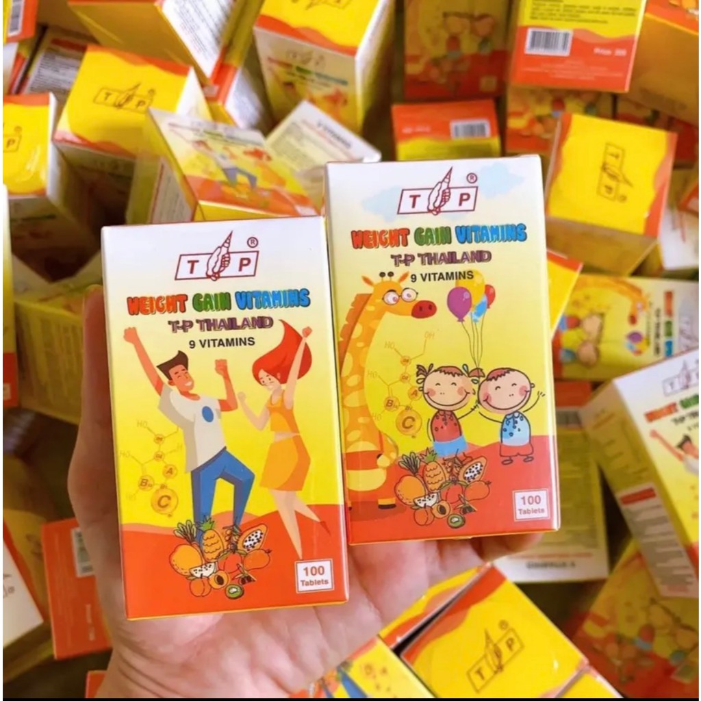 Vitamin TP Thái Lan. 9 Vitamin trái cây. Ăn ngủ ngon TC. Hộp 100 Viên.
