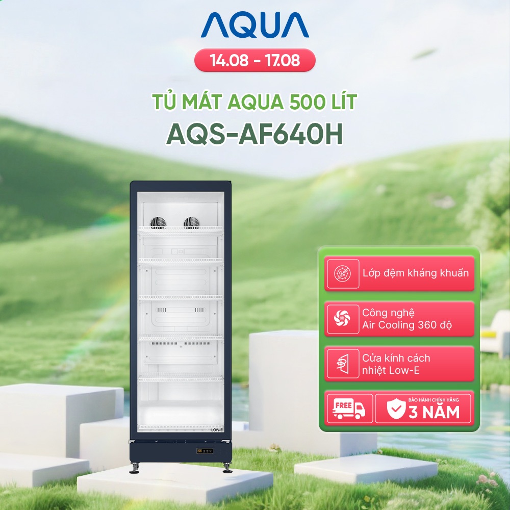 [SẢN PHẨM MỚI 2025] Tủ mát AQUA 500 lít AQS-AF640H - Làm lạnh 360 độ - 6 ngăn mát - Freeship