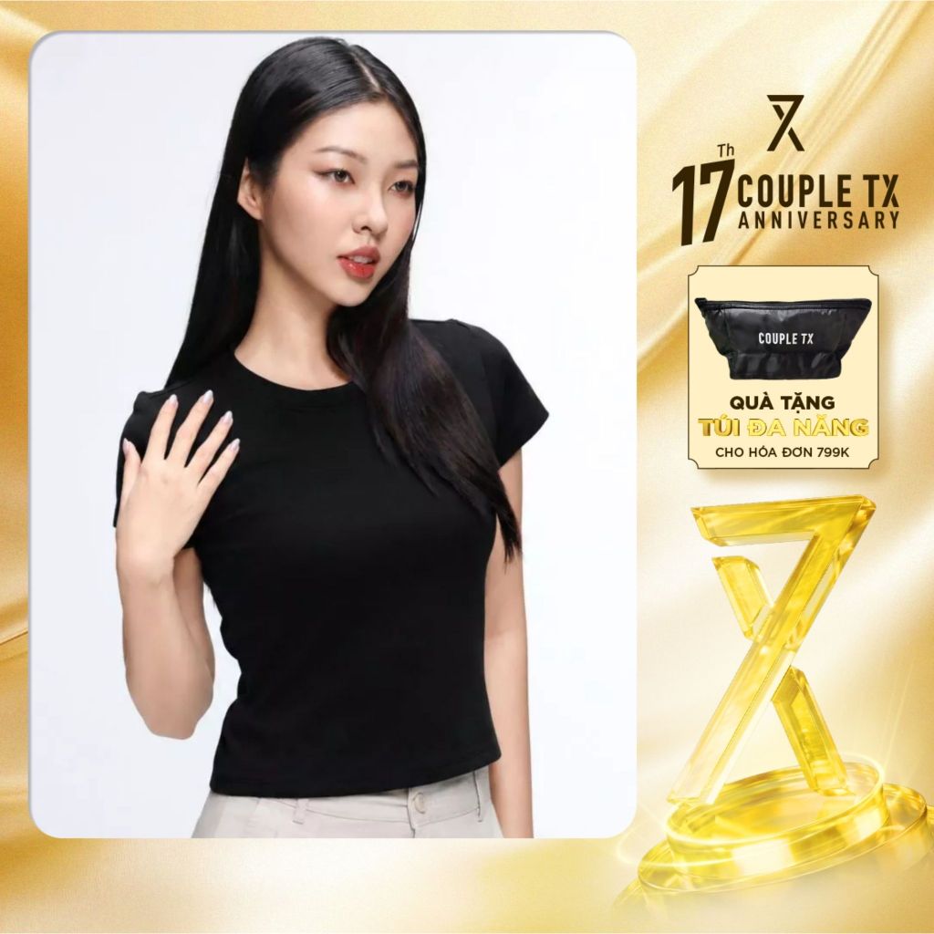 Áo Thun Nữ Couple TX Vải Rib Co Giãn Form Slim Boxy WTS 2521