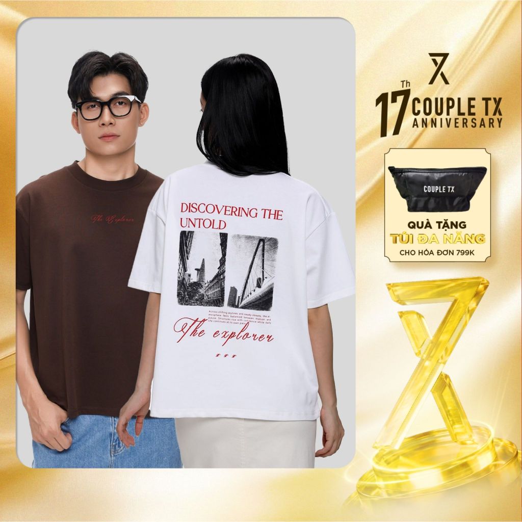 Áo Thun Nam Nữ Couple TX Discovering The Untold Thun Cotton 100% Form Boxy TS 533