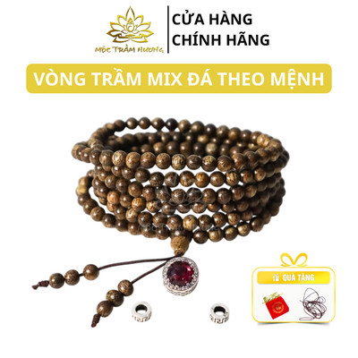 Vòng Tay Trầm Hương 216 Hạt 4 mm Trầm Tốc Việt Mix Charm Bạc S925 Màu Đá Tùy Chọn - Mộc Trầm Hương MTH