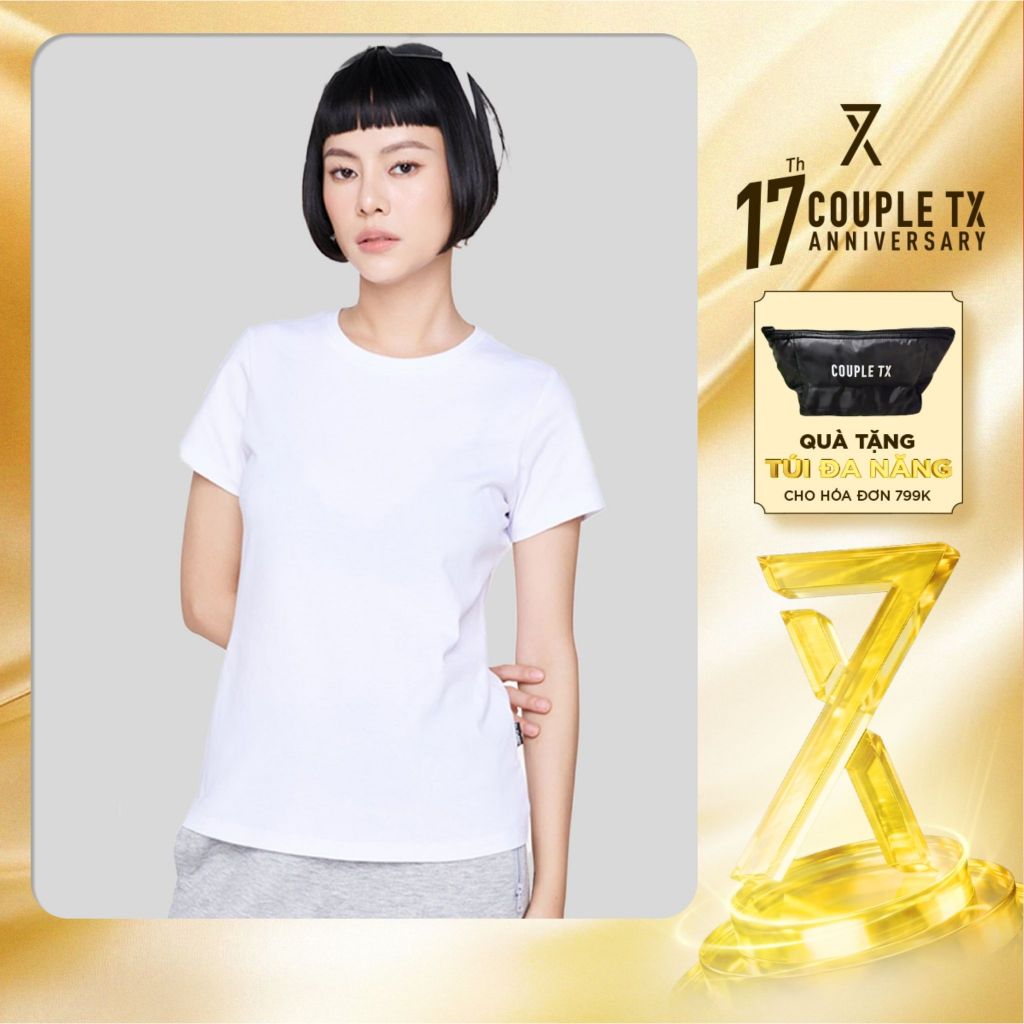 Áo Thun Nữ Couple TX Cổ Tròn Basic Vải Đốm Form Slim Ôm WTS 2375