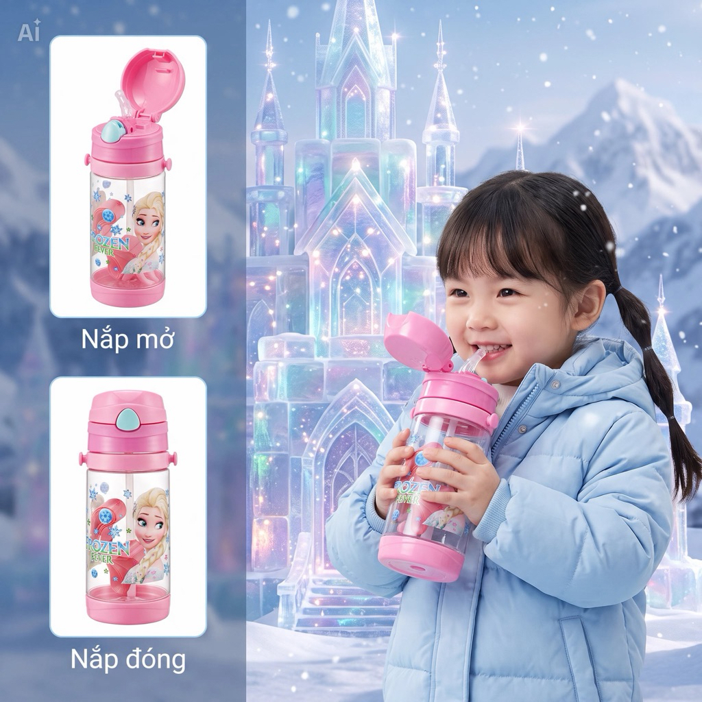 Bình nước nhựa hình Elsa cao cấp cho bé | BBKids