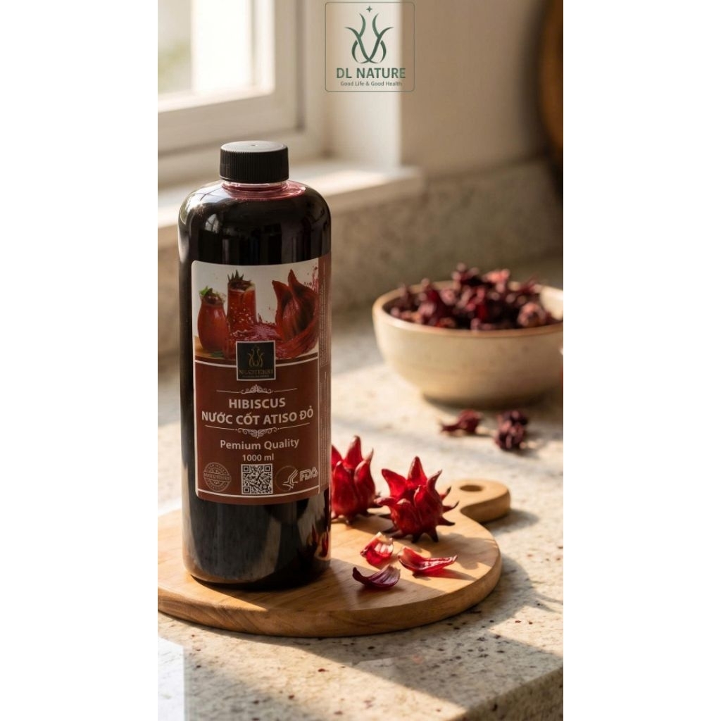 Nước Cốt Atiso Đỏ Hibiscus Dalat Nature 1000ml – Cô Đặc Từ Hoa Atiso Đỏ Đà Lạt