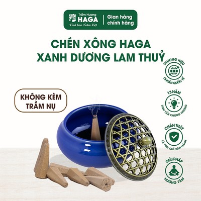 Chén xông Lam Thủy HAGA, chén xông trầm hương - Gốm sứ tráng men cao cấp