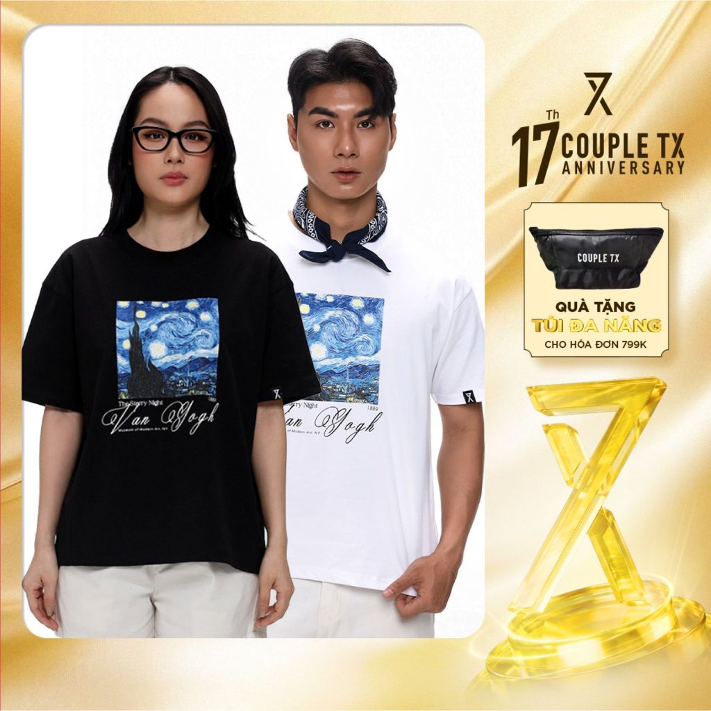 Áo Thun Nam Nữ Couple TX The Starry Night  Thun Cotton 100% Form Boxy TS 532