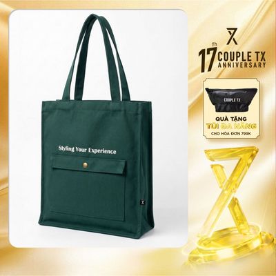 Túi Tote Canvas Couple TX Có Khóa Kéo Đựng Vừa Khổ A4 Laptop Đi Học Đi Làm MBA 1054