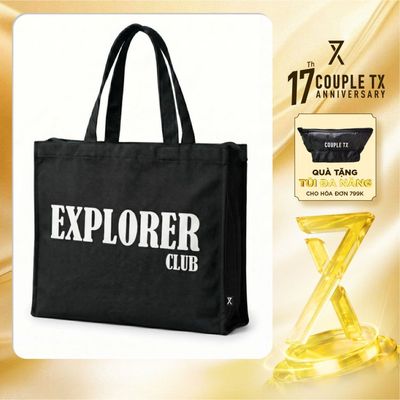 Túi Tote Canvas Couple TX In "Explorer Club" Form Ngang MBA 1053