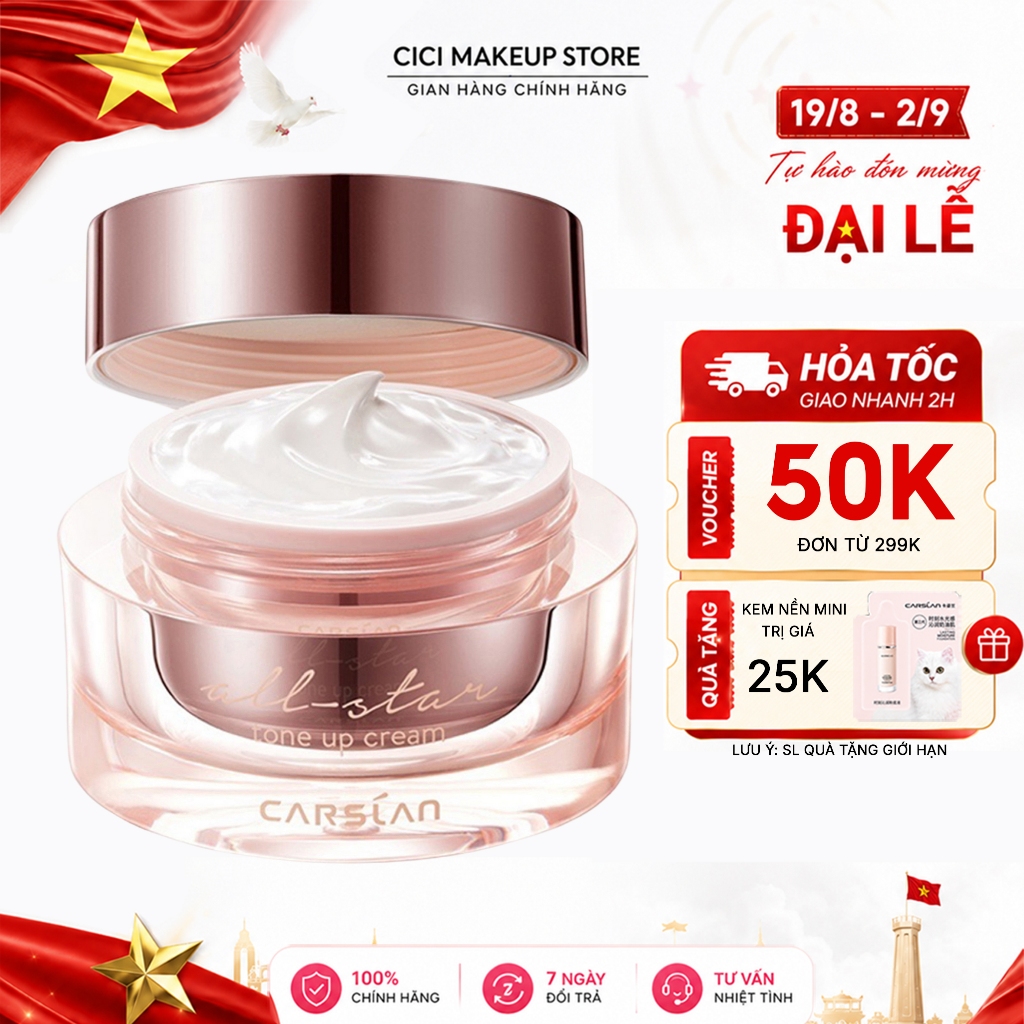 Kem nâng tông da CARSLAN kem lười trang điểm Kem lót che khuyết điểm hiệu quả 50g