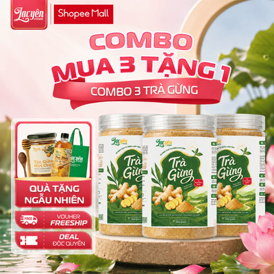 Combo 3 Hũ Trà Gừng Lạc Yên Foods Kèm Quà Tặng Túi Vải Hoặc Tắc Gừng