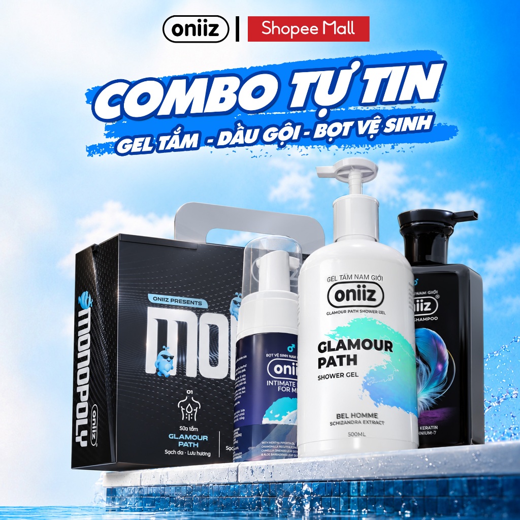 Combo Tự Tin - Bọt vệ sinh nam giới Oniiz, Sữa tắm hương nước hoa, Dầu gội nam tính mới ZeroG