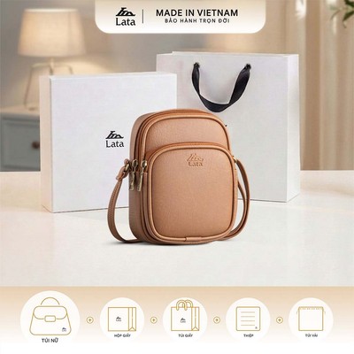 Bộ hộp quà trắng LATA (Túi đeo chéo nữ LATA HN117 + Hộp quà HQ2T + Túi giấy TG2T + Túi rút BVR3838 + Thiệp cảm ơn BT1)