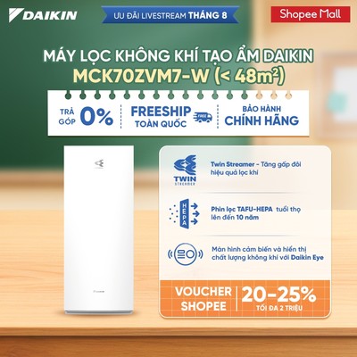 [LIVESTREAM] - Máy lọc không khí Daikin tạo ẩm cao cấp MCK70ZVM7