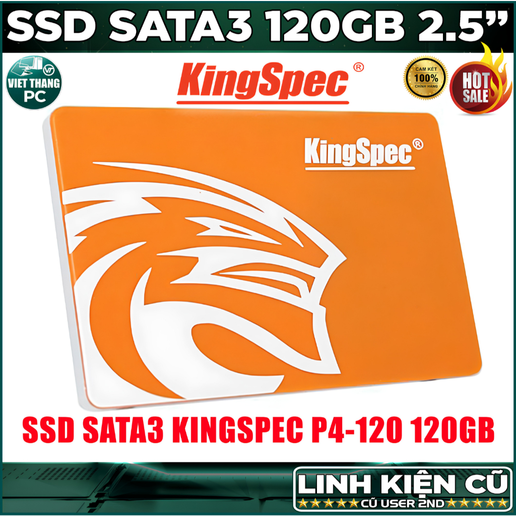 Ổ cứng SSD Kingspec P4-120 120GB 2.5-Inch Vỏ nhựa SATA 3 SSD Cũ đã qua sử dụng ( Cũ - 2nd )