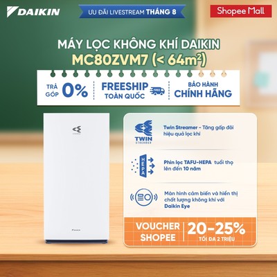 [LIVESTREAM] Máy lọc không khí Daikin MC80ZVM7 - Điều khiển app - Twin Streamer