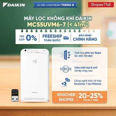 [LIVESTREAM] Máy Lọc không khí Daikin MC55UVM6-7 - Diện tích sử dụng 41m2