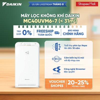 [LIVESTREAM] Máy Lọc không khí Daikin MC40UVM6-7 - Diện tích sử dụng 31m2