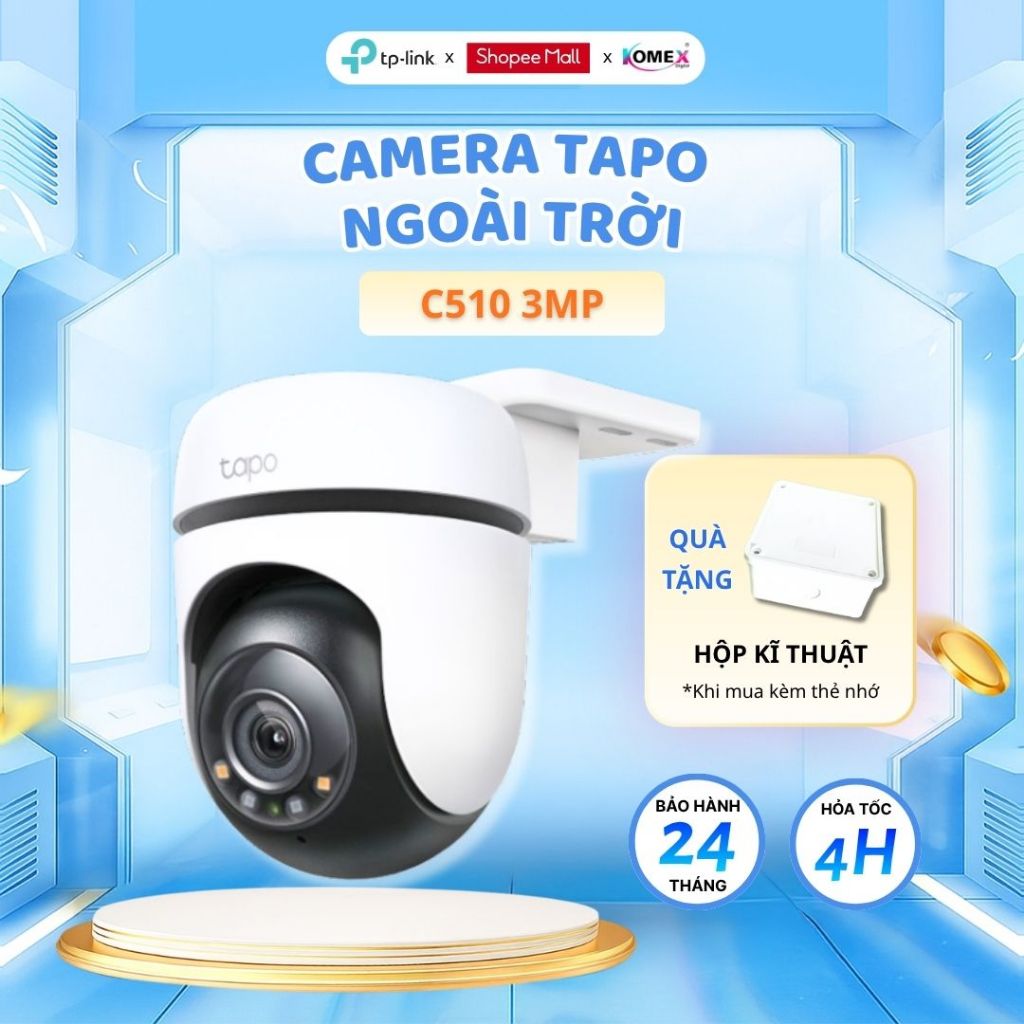 Camera WiFi TP-Link Tapo C510W 2K quay quét 360 độ ngoài trời chính hãng giám sát an ninh gia đình