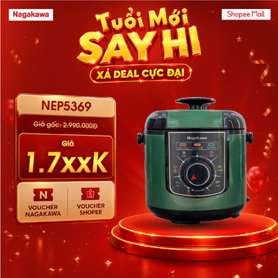 Nồi áp suất điện 6L Nagakawa đa năng NEP5369, đa chức năng, tiết kiệm thời gian, lòng nồi inox 304, bảo hành 12 tháng