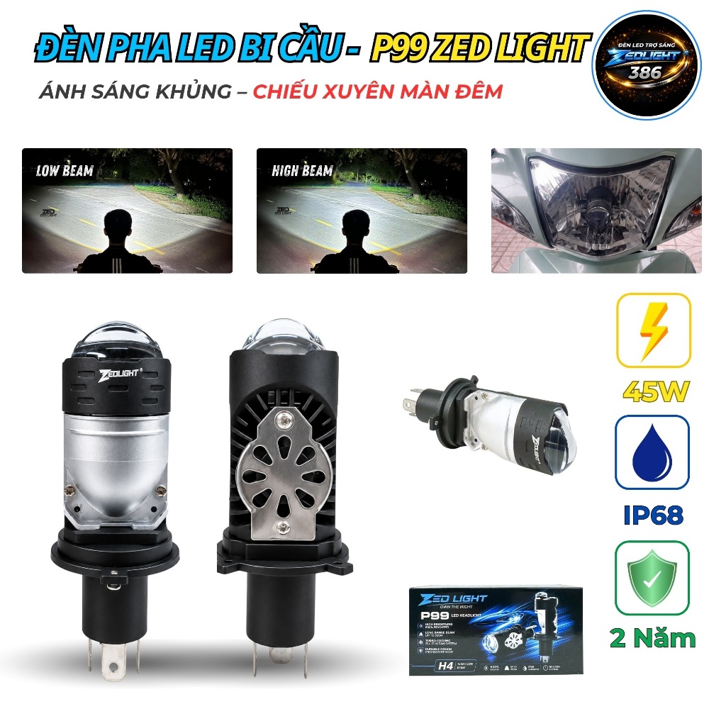 Đèn Pha Bi Cầu W3F PLUS & W3F BMA Bản Mới 10/2025 Lắp Ô Tô - Xe Máy, Độ Sáng Cực Căng 55W Chống Chói