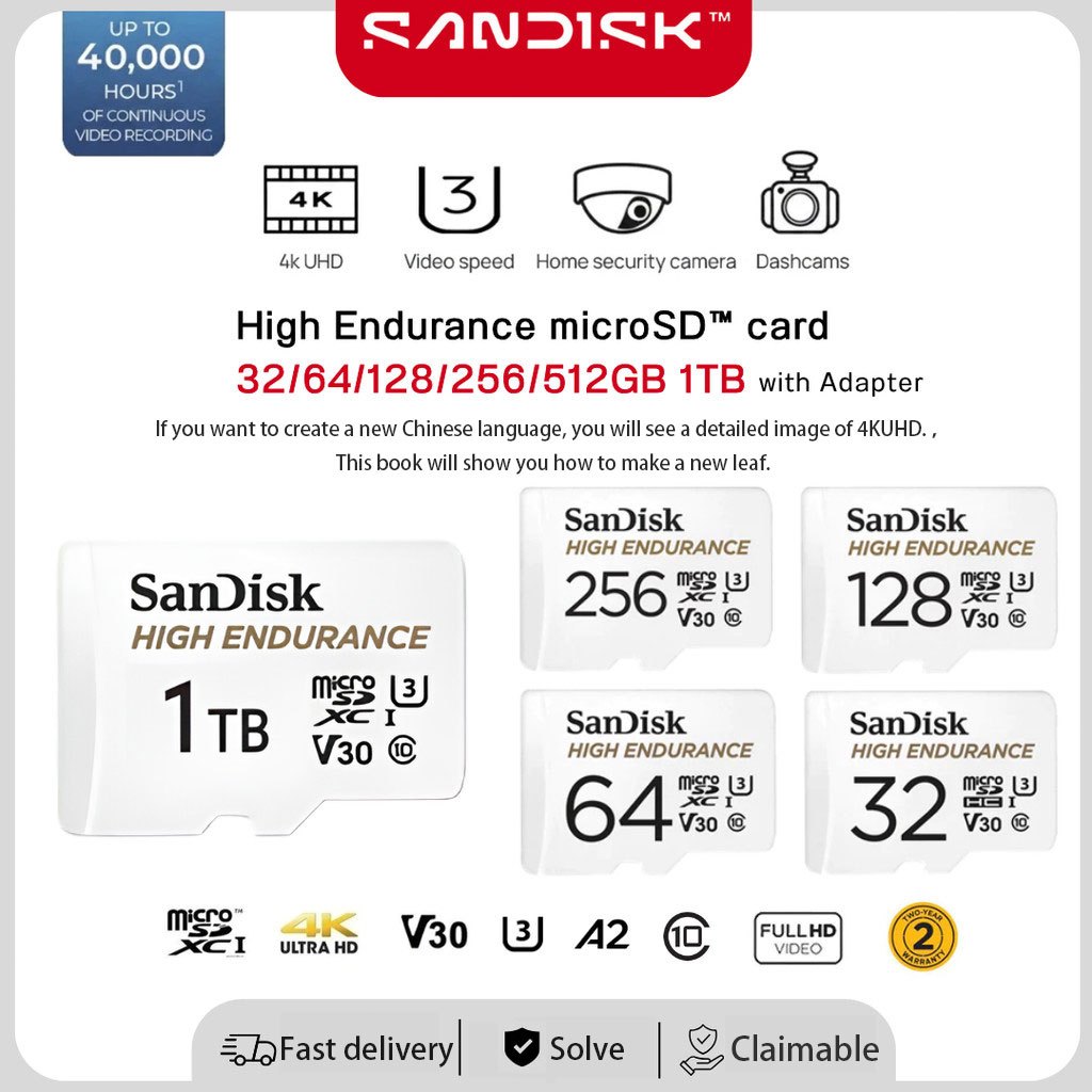 Thẻ nhớ MicroSDXC Sandisk High Endurance 32GB / 64GB / 128GB / 256GB 100MB/s Bảo hành 2 năm