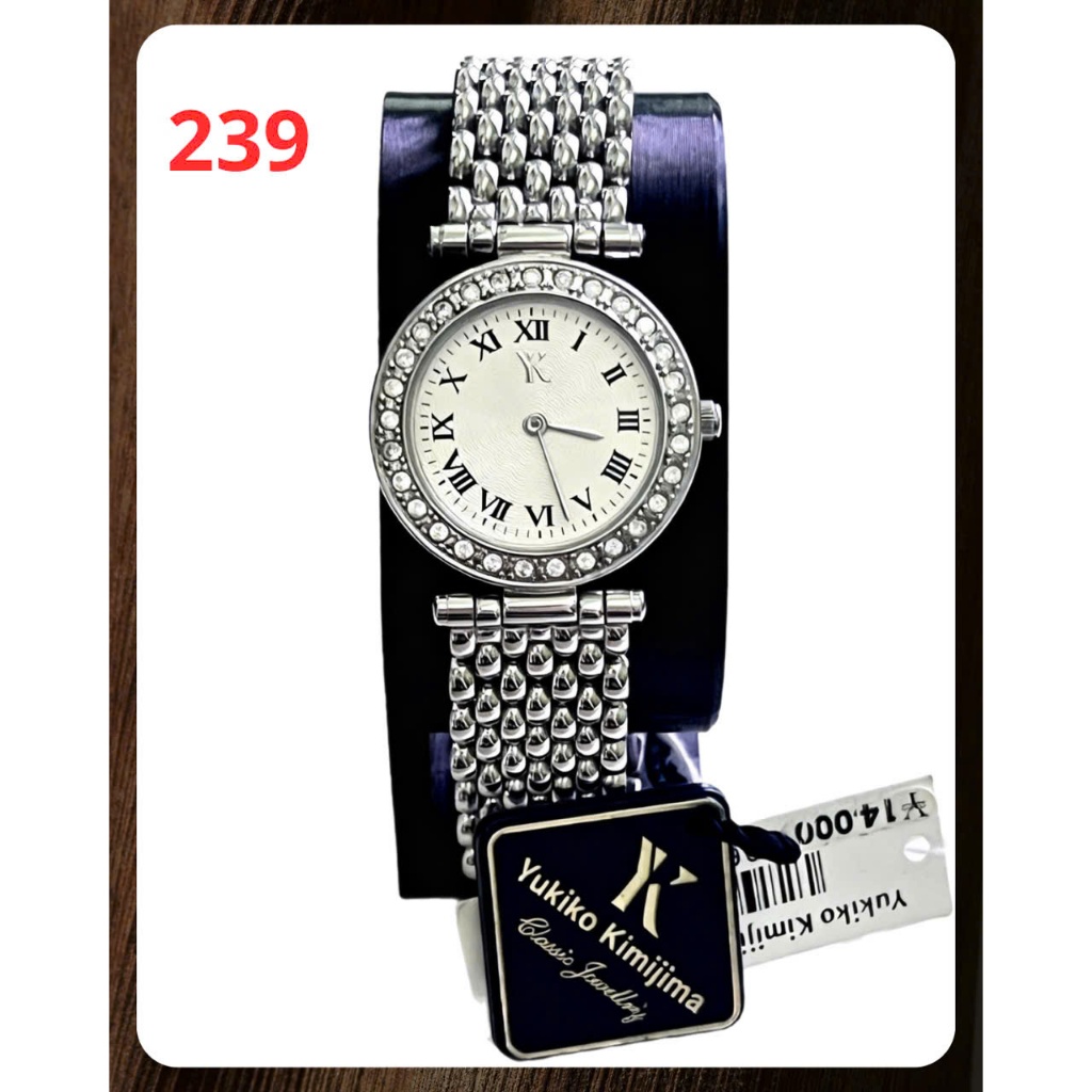 239. Đồng Hồ Nữ Quartz Yukiko Kimijima Classic Jewelry, Viền Đính Đá, Số La Mã, Dây Kim Loại Jewelry