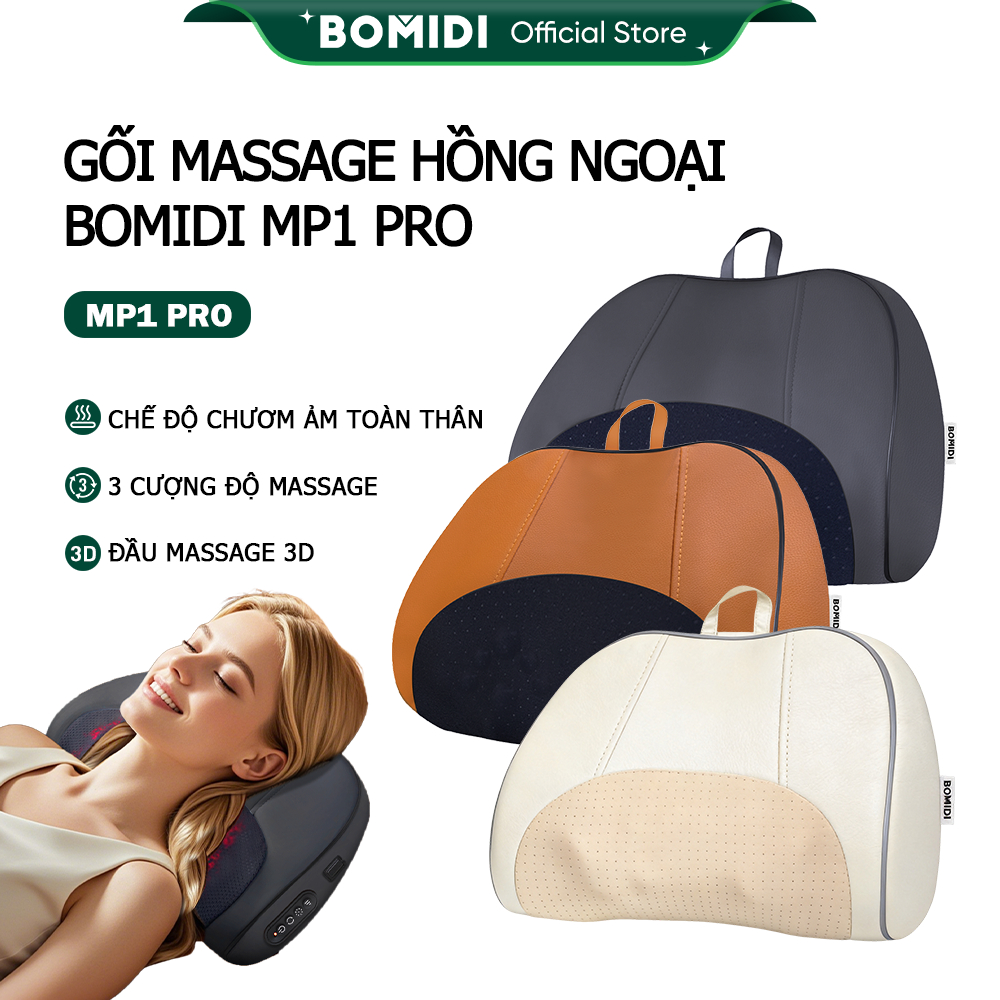 Gối Massage Hồng Ngoại Bomidi MP1 Pro Gối MatXa Cổ Vay Gáy 3 chế độ, xoay 2…