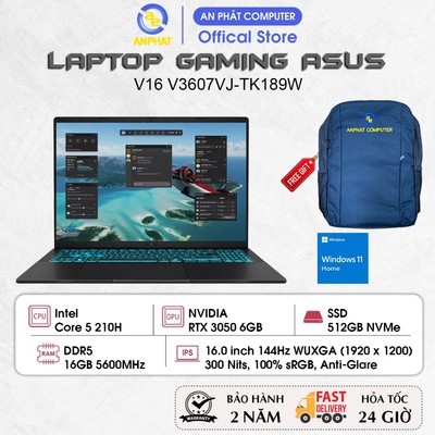Laptop ASUS Gaming V16 V3607VJ-TK189W, Core 5 210H, RTX 3050 6GB, 16GB RAM, 512GB SSD, 16.0 FHD+ 144Hz, Win11