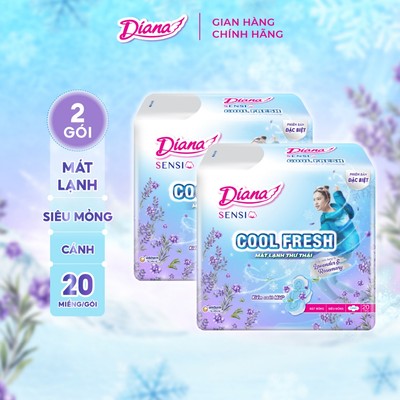 Combo 2 Băng vệ sinh Diana Sensi Cool Fresh Lavender Siêu Mỏng Cánh 20 miếng/gói