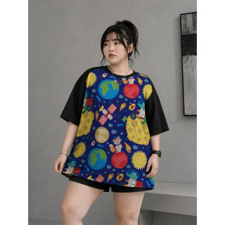 Áo Thun 3D Hoạt Hình Bigsize 50-100kg – Form Rộng Unisex, In Hình Dễ Thương [phi hành gia cáo] KY105