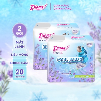 Combo 2 Băng vệ sinh Diana Sensi Cool Fresh Lavender Siêu Mỏng Không Cánh 20 miếng/gói