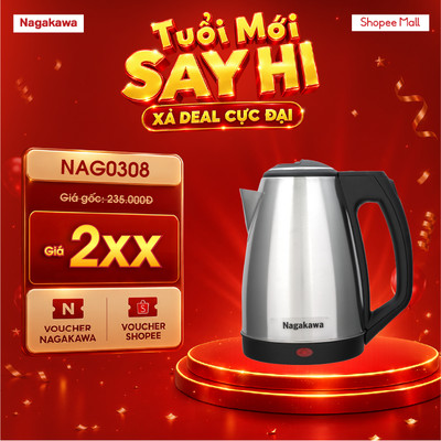 Ấm Siêu Tốc NAGAKAWA NAG0308 1.8l (1.8 Lít)  Bảo Hành 12 Tháng