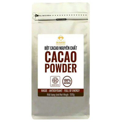 Cacao bột nguyên chất DK HARVEST, Túi 100g/200g/500g, Hương vị đậm đà, kết cấu mịn màng, hàm lượng bơ cacao 11-13%