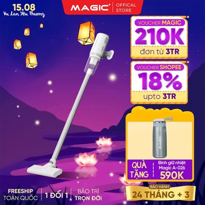 Máy Hút Bụi Cầm Tay Không Dây 130W Magic A-061, Bộ Lọc HEPA Tái Sử Dụng, Công Nghệ Pro-Cyclone