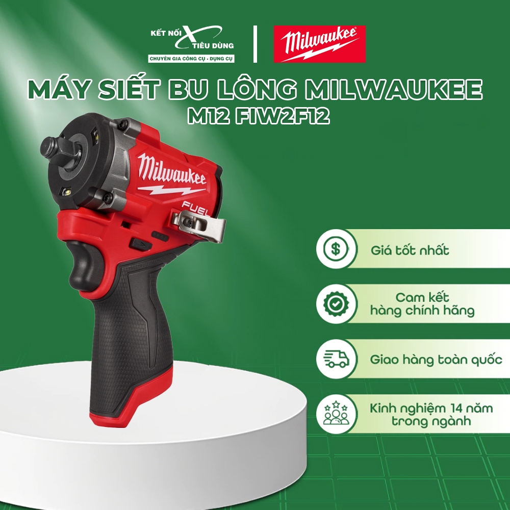 Máy siết bu lông STUBBY Milwaukee M12 FIW2F12-0X0 (GEN 2) (Lực siết: 745Nm) | Kết Nối Tiêu Dùng