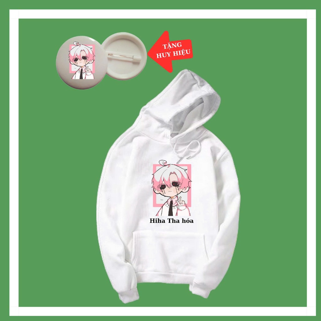 Áo khoác hoodie bé trai in hình Làng Hiha aut hihades hiha Alpha h1h4Glitch h1h4 dễ thương, vải Nỉ -