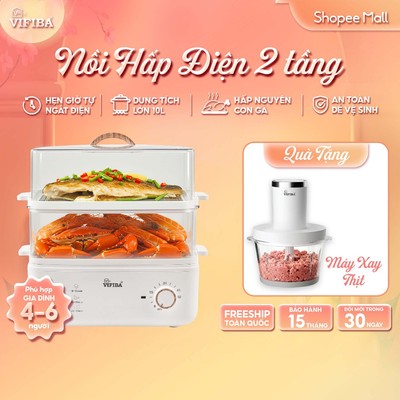 [TẶNG MÁY XAY THỊT]-NỒI HẤP THUỶ NHIỆT YOSHI VIFIBA - HẤP HẸN GIỜ - DUNG TÍCH 10L, Hấp Gà Nguyên Con 3kg