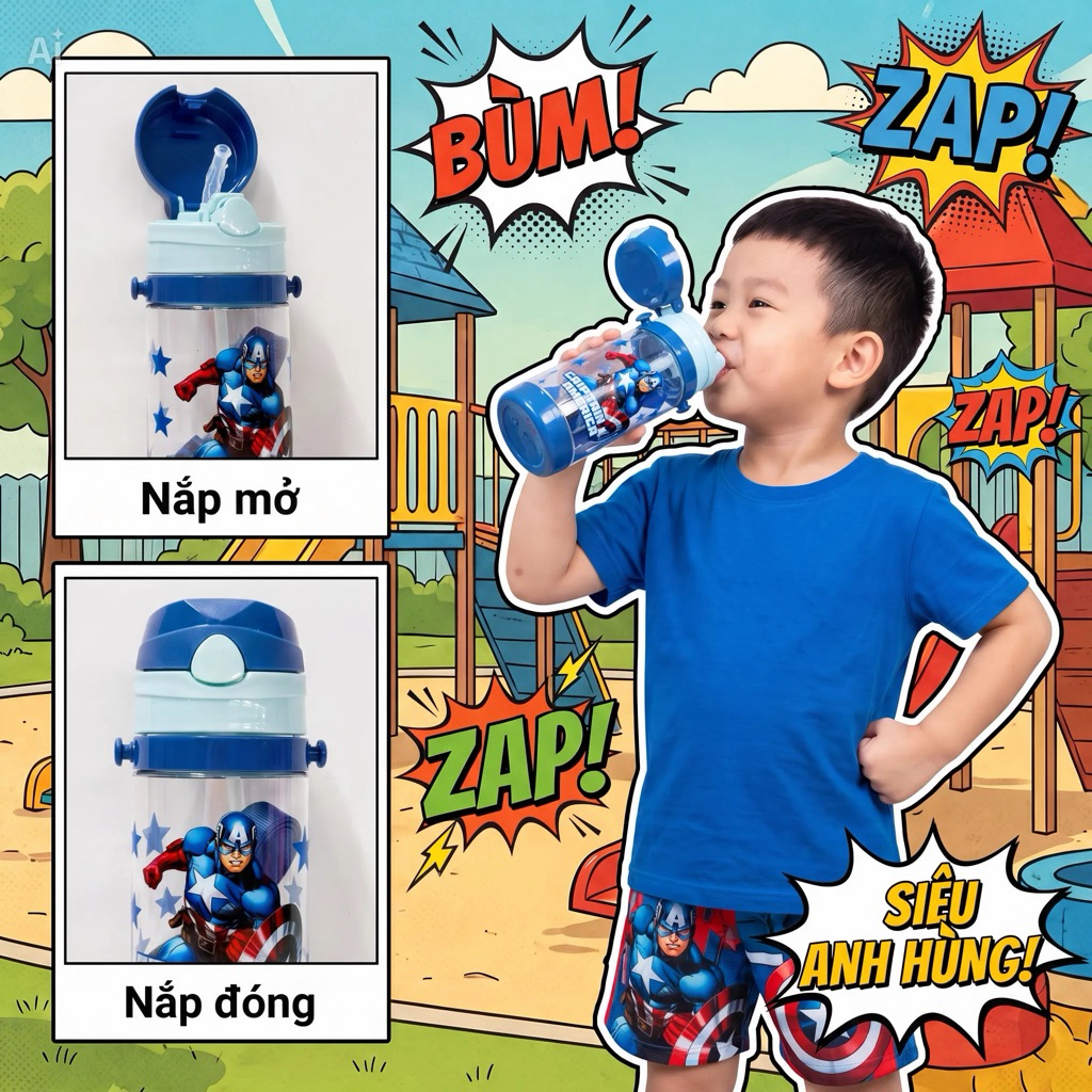 Bình nước nhựa cao cấp Captain cho bé | BBKids