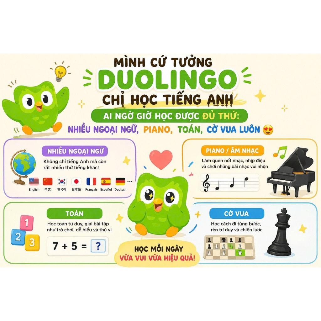super duo 1 năm ( âm nhac, cờ vua, toán, Tiếng anh )