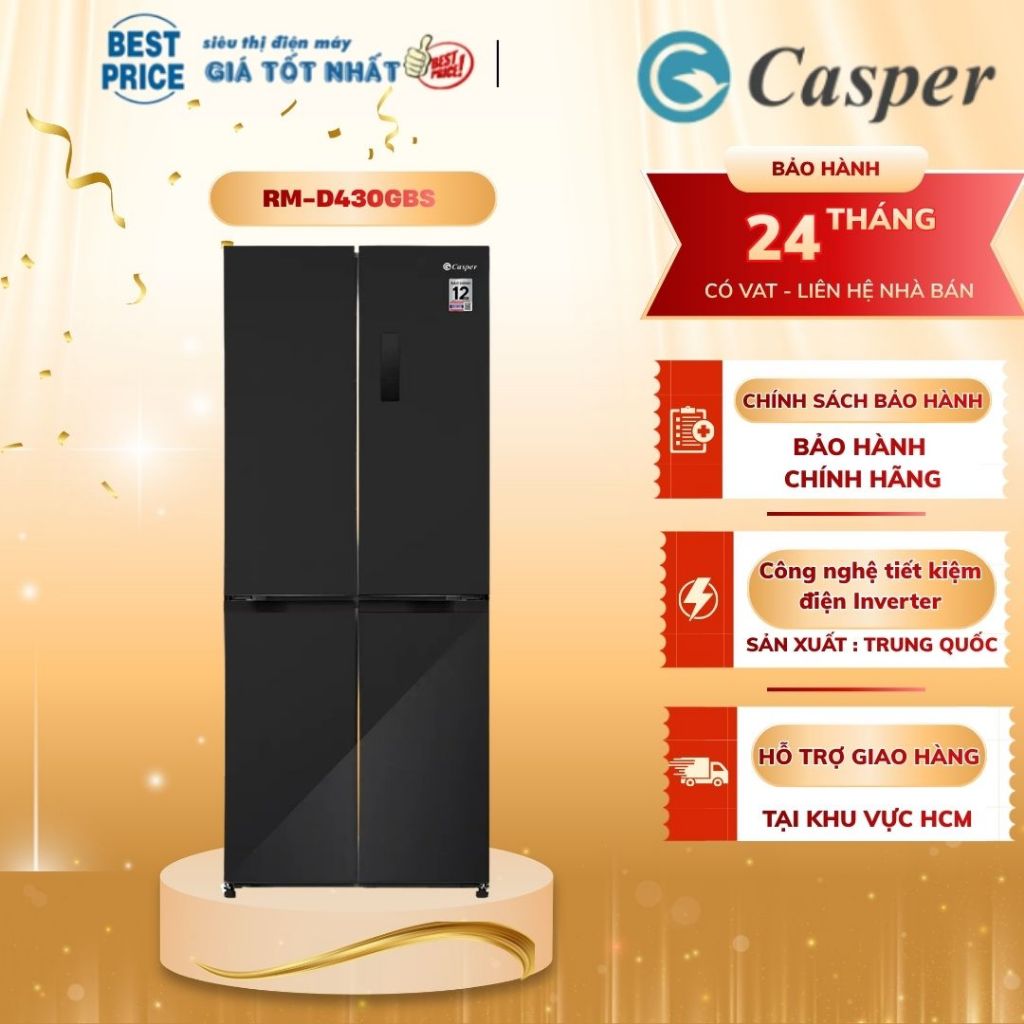 RM-D430GBS Tủ lạnh Casper – 430 lít, Multi Door, Inverter, mặt kính sang trọng RM-D430GBS