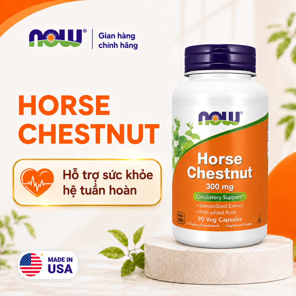 Viên uống Horse Chestnut Now 300mg hỗ trợ tuần hoàn máu, sức khỏe tĩnh mạch