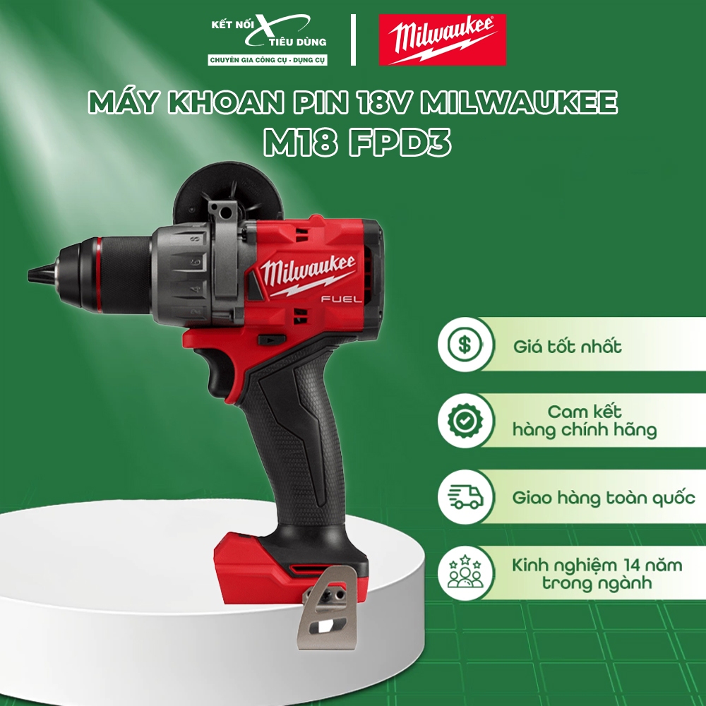 Máy khoan động lực dùng pin 18V Milwaukee M18 FPD3-0X | Chính hãng - Ứng dụng công nghệ FUEL ™| Kết 