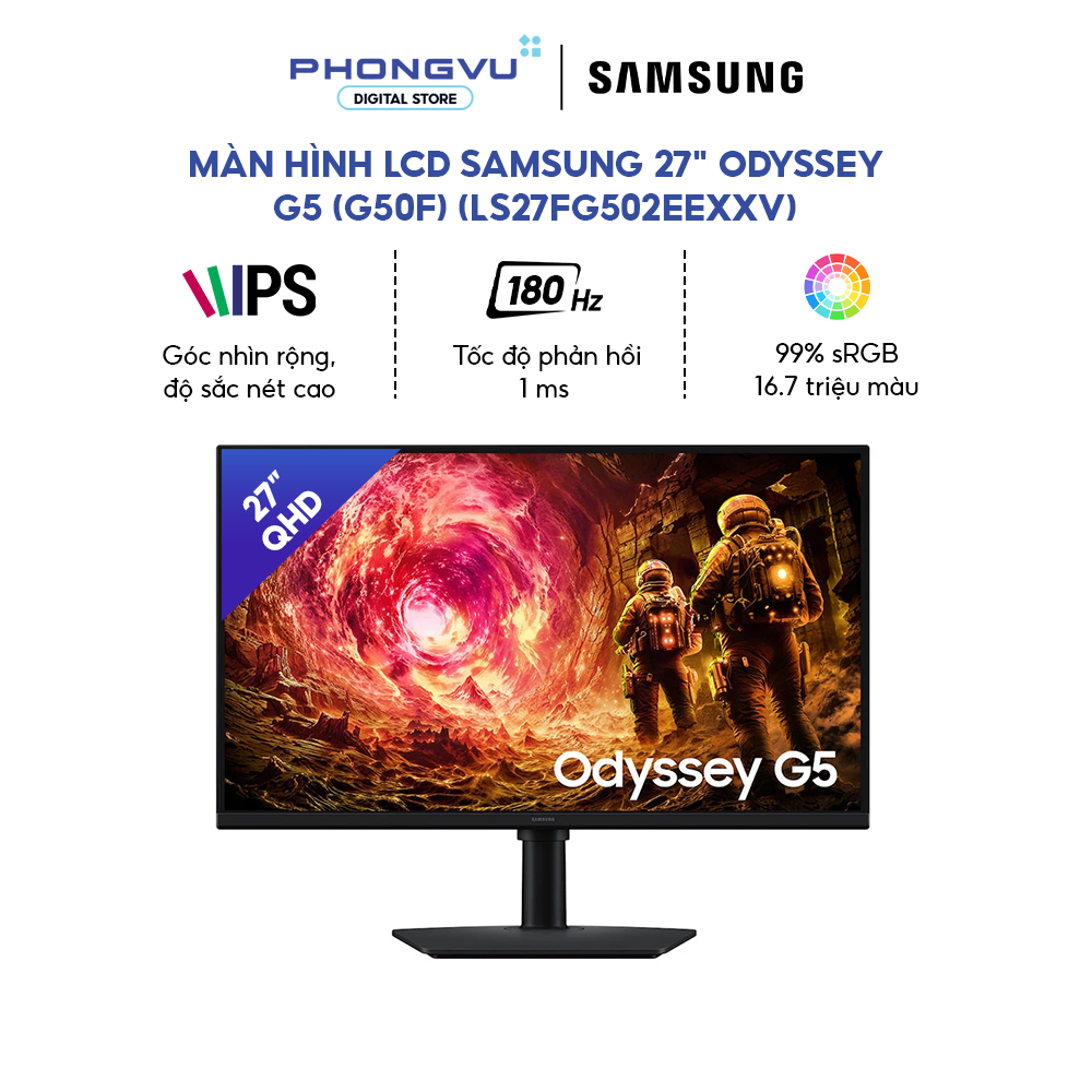 Màn hình Samsung Odyssey G5 G50F LS27FG502EEXXV 27 inch (2K/ IPS/ 180Hz/ 1 ms) -Bảo hành 24 tháng