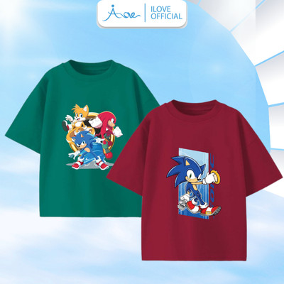 [MỚI] Áo thun CỘC TAY cho bé trai AORE, Áo cộc in hình NHÍM SONIC Siêu Thanh vui nhộn chất COTTON, thoáng mát 9-36kg