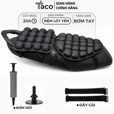 TACO - Đệm Lót Yên Xe Máy Bơm Hơi Đàn Hơi Cao Cấp Đệm Yên Trước (Kèm Bơm Tích Hợp Trên Đệm) - Ngồi Cả Ngày Không Mỏi