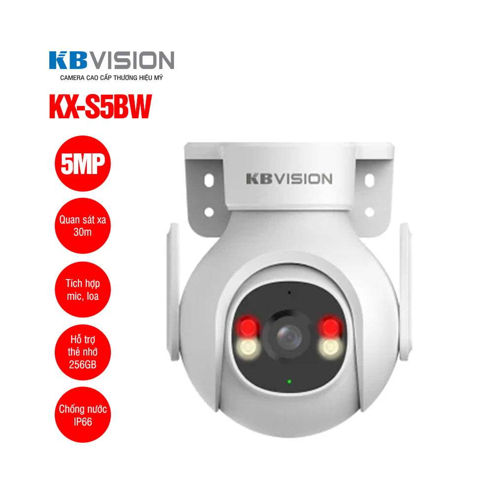 Camera Wifi KBVISION KX-S3BW/KX-S5BW Ngoài Trời, Xoay 360 Độ, Có Màu Ban Đêm, Đàm Thoại 2 Chiều